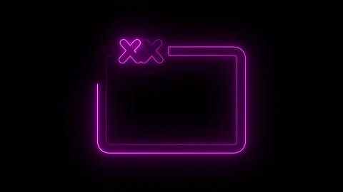 Purple neon glowing window frame interface icon Stock Footage 345799804