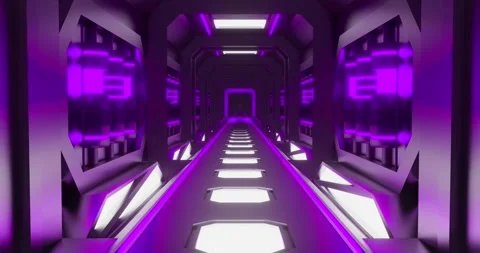 Purple Neon Hallway Loop Animation Stock Footage 264577968