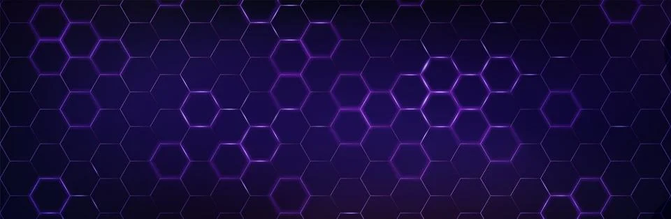 Purple neon hexagon pattern Stock Illustration