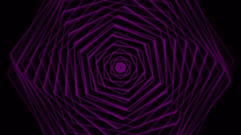Purple neon hexagonal tunnel pattern rotating in dark space abstract motion.. Stock Footage 342431539