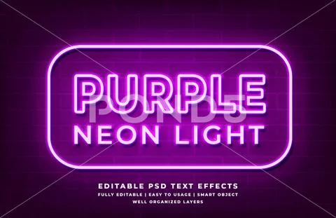 Purple neon light 3d text style effect mockup - PSD Template PSD Template