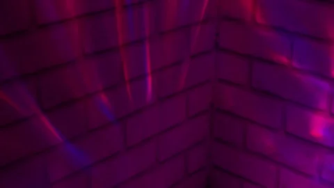 Purple neon light on brick wall texture, abstract urban background and modern de Stock Footage 335631787