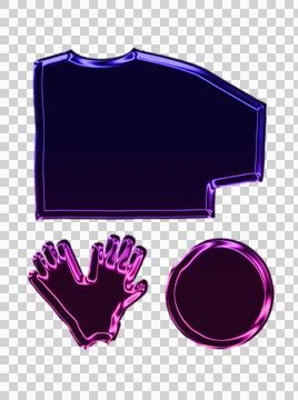 Purple neon light frame with glowing abstract heart and cable on black Stock Illustration