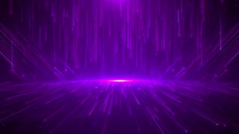 Purple neon light stage background with glowing horizon, falling vertical beams, Stock Footage 333978343