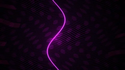 Purple neon light wave on dark background with digital pattern. Stock Footage 335539806