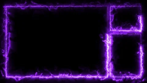 Purple neon live streaming frames with electric energy glow on black background. Stock-Footage 333184288