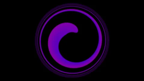 Purple neon loading animation with circular spiral elements Video stock 325741835