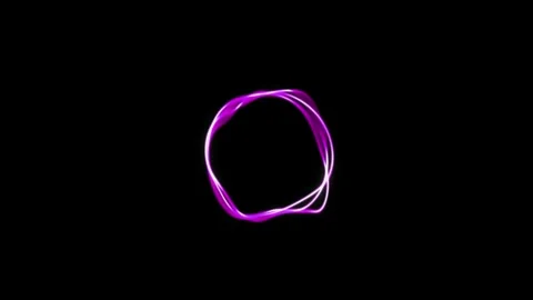 Purple Neon Oval Ring Loop on Black Background Video stock 319567250