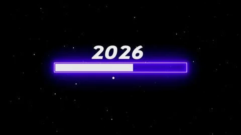 Purple neon progress bar for year 2026 UI Illustrazione stock