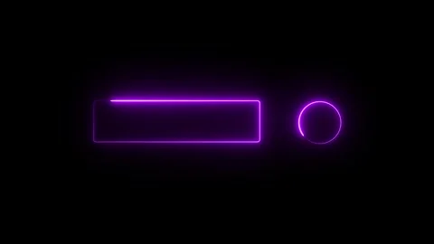Purple neon rectangle and circle frame loading progress on dark background Stock Footage 342136596