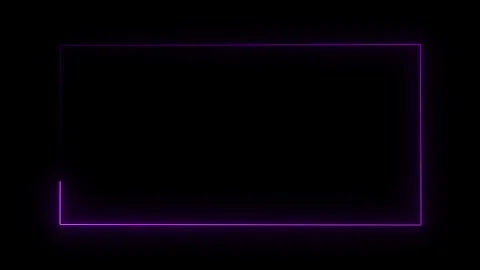 Purple Neon Rectangle Border on Black Background frame Stock Footage 317452965