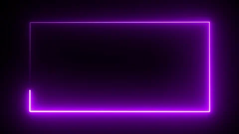 Purple Neon Rectangle Frame on Black Background border Stock Footage 317452974