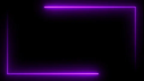 Purple Neon Rectangle Frame on Black Background light Stock Footage 318633983