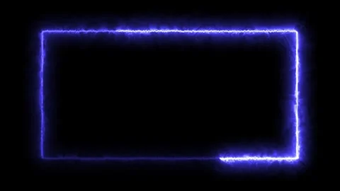 Purple neon rectangle frame border on black background, glowing synthwave outlin Stock-Footage 341603353