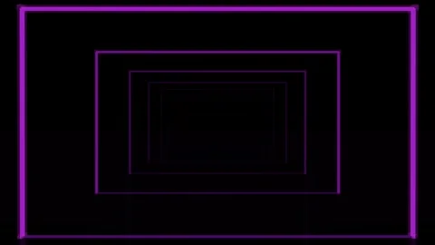 Purple Neon Rectangular Tunnel with Reflective Floor and Slow Camera Travel.. Видео 345981908