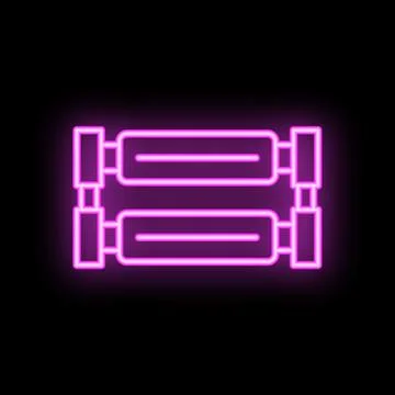 Purple neon sign of a server rack on a black background Stock Illustration