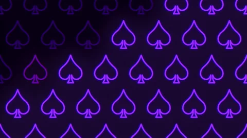 Purple neon spades pattern symbol of the card game. Video stock 317158428