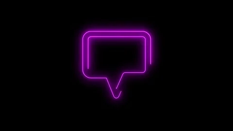 Purple Neon Speech Bubble Icon on Black Background Keywords: speech bubble,.. Stock Footage 320179638