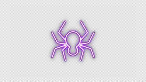 Purple Neon Spider Flickering Loop Animation for Halloween Stock Footage 341836431