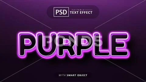 Purple neon style text effect editable PSD Template