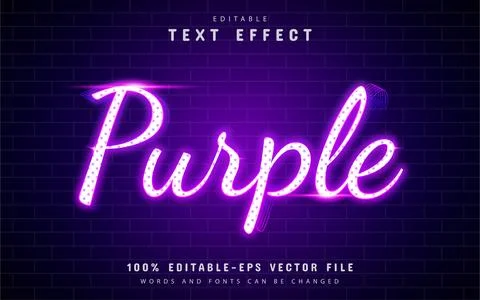 Purple neon text effect with dot pattern Stock Illustration