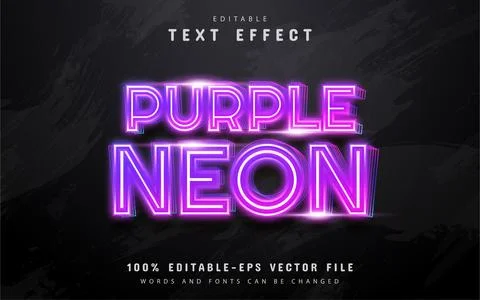 Purple neon text effect Stock Illustration