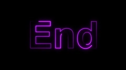 Purple Neon Text End on animated Black Background keyboard computer Stock Footage 337365003