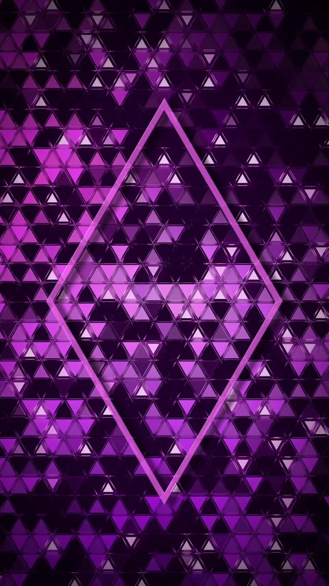 Purple neon triangle pattern with central diamond frame Vertical video. Stock Footage 333135303