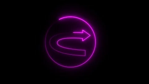 Purple Neon U- Turn Arrow Within a Glowing Circle on animated Black Backgro.. Stock Footage 337362992