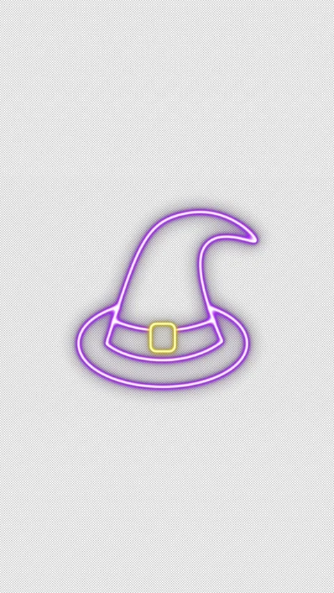 Purple Neon Witch Hat Flickering Loop Animation for Halloween Stock Footage 341841728