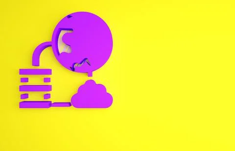 Purple Network cloud connection icon isolated on yellow background. Social te Stock Illustration