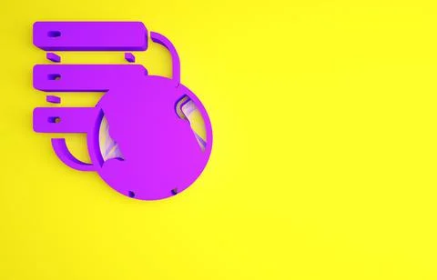 Purple Network cloud connection icon isolated on yellow background. Social te 스톡 일러스트