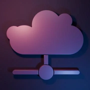 Purple Network cloud connection icon isolated on purple-blue background. So.. Stock Photos