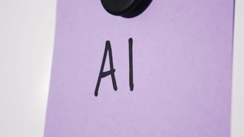 Purple Note With AI Text Pan Shot Stock Footage 318454484
