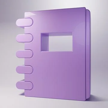 Purple Notebook icon isolated on grey background. Spiral notepad icon. Scho.. 库存插图