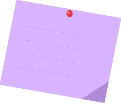 Purple notepad with red pushpin 库存插图