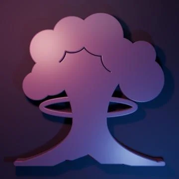 Purple Nuclear explosion icon isolated on purple-blue background. Atomic bo.. Stock-Illustration