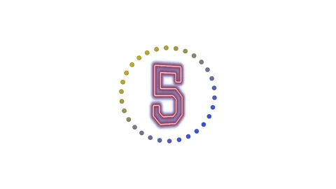 Purple Number 5 Animation Countdown Clip 库存影片 333489540