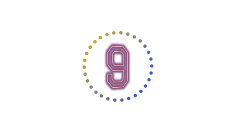 Purple Number Nine Countdown Loop Animation Clip 库存影片 333489617