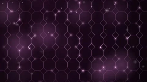 Purple Octagon Geometric Wireframe Grid with Twinkling Particles Background Loop Stock Footage 346114773