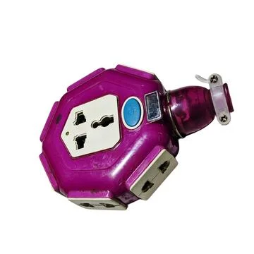 Purple Octagonal Multi-Plug Power Socket Extension 스톡 사진