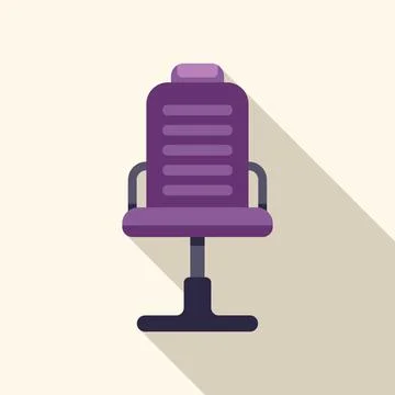 Purple office chair with armrests casting long shadow イラスト素材