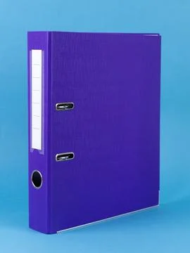 Purple Office folder on blue background. Office Folder Template Stock Photos