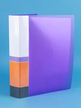 Purple office folder on blue background. Office Folder Template Stock Photos