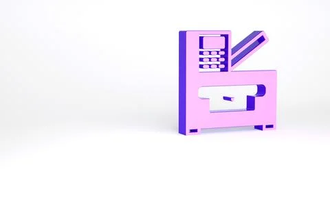Purple Office multifunction printer copy machine icon isolated on white backg Stock Illustration