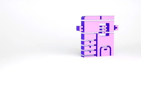 Purple Office multifunction printer copy machine icon isolated on white backg Stock Illustration