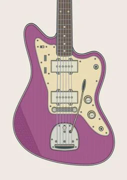 Purple Offset Guitar Illustrazione stock