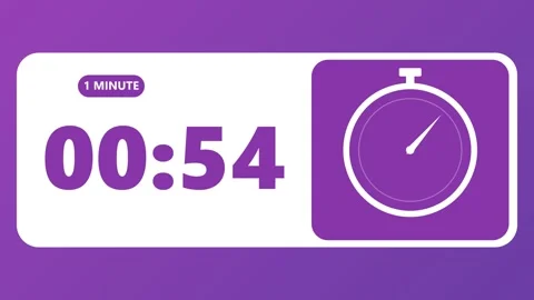 Purple One Minute Countdown 1 Minute (60 Seconds) Timer Animation Vidéo 343958992