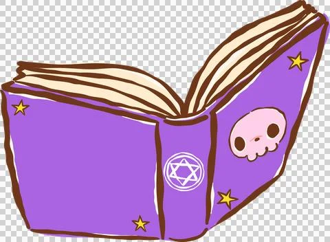Purple Open Magic Spellbook Hand Drawn Illustration Stockillustratie