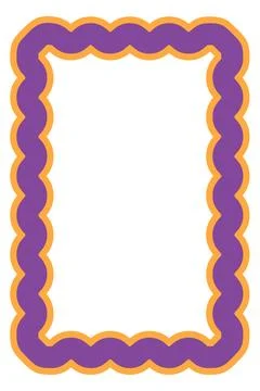 Purple Orange Scalloped Rectangle Frame Vector Illustration Decorative Roun.. Stock Illustration
